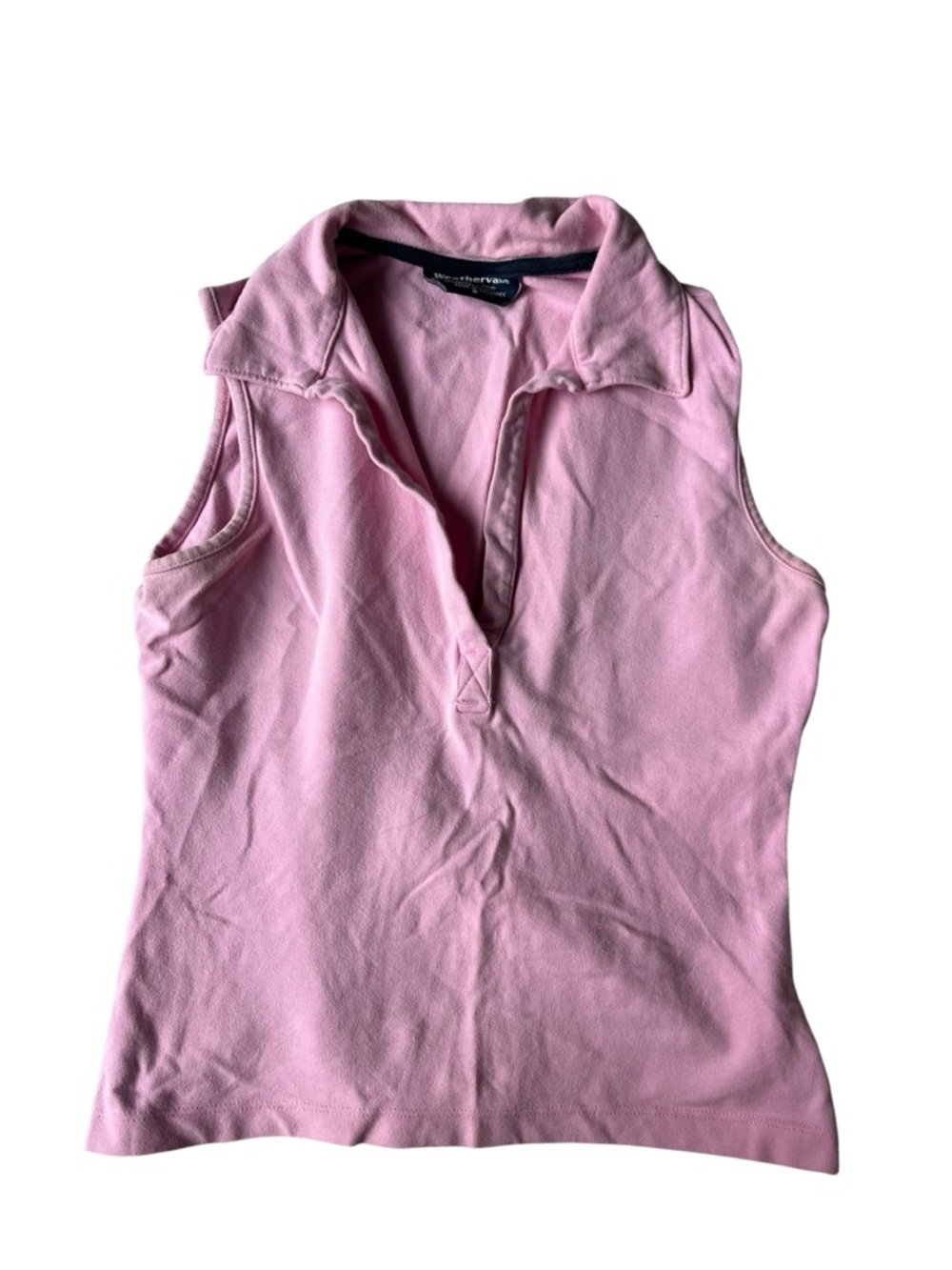 VINTAGE 90S WEATHER VANE PINK POLO SLEEVELESS TOP COTTON SIZE SMALL